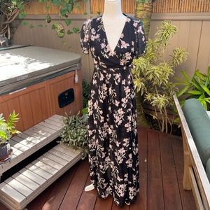 Floral maxi wrap dress